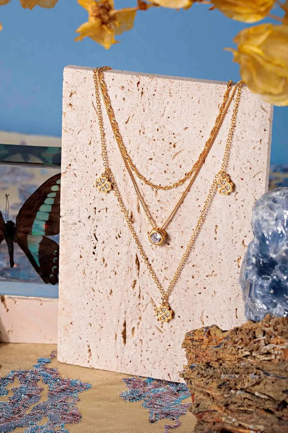 | Dainty Gold Pendant Necklace for Women | 18K Gold Plated Chain Jewelry | Cubic Zirconia Charm | Hypoallergenic Lightweight Accessory | Adjustable Elegant Gift | Multiple Variations