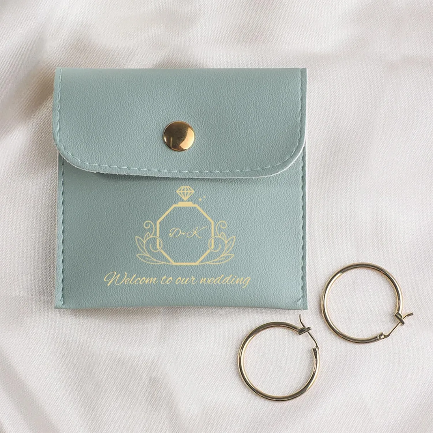 1-50pcs Custom PU Leather Jewelry Storage Pouch with Snap Buttons,Personalized Gift Packaging Bags for Holds Rings, Bracelets and Other Small Items - 8 * 8cm (5pcs)