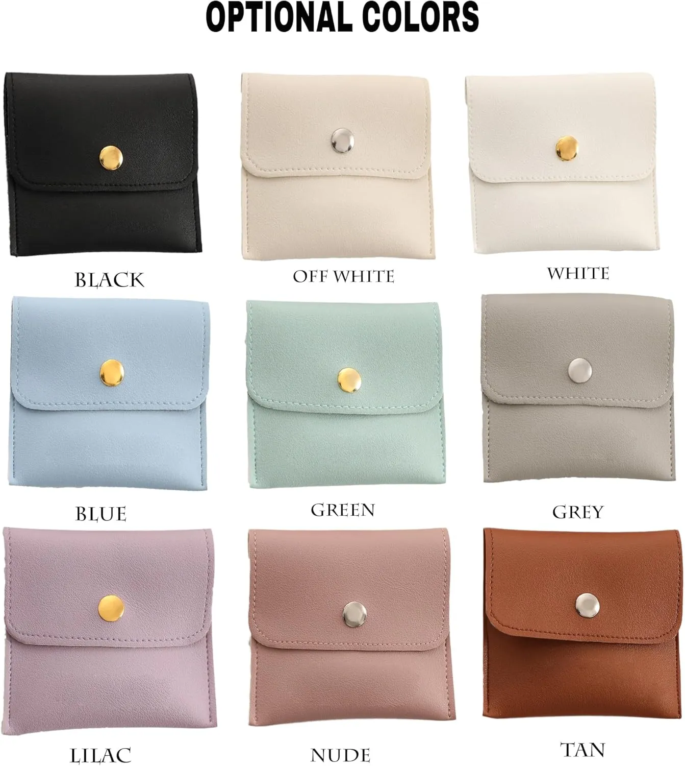 1-50pcs Custom PU Leather Jewelry Storage Pouch with Snap Buttons,Personalized Gift Packaging Bags for Holds Rings, Bracelets and Other Small Items - 8 * 8cm (5pcs)