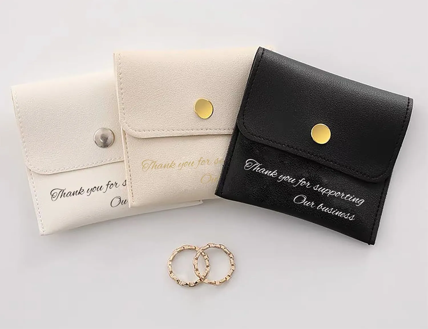 1-50pcs Custom PU Leather Jewelry Storage Pouch with Snap Buttons,Personalized Gift Packaging Bags for Holds Rings, Bracelets and Other Small Items - 8 * 8cm (5pcs)
