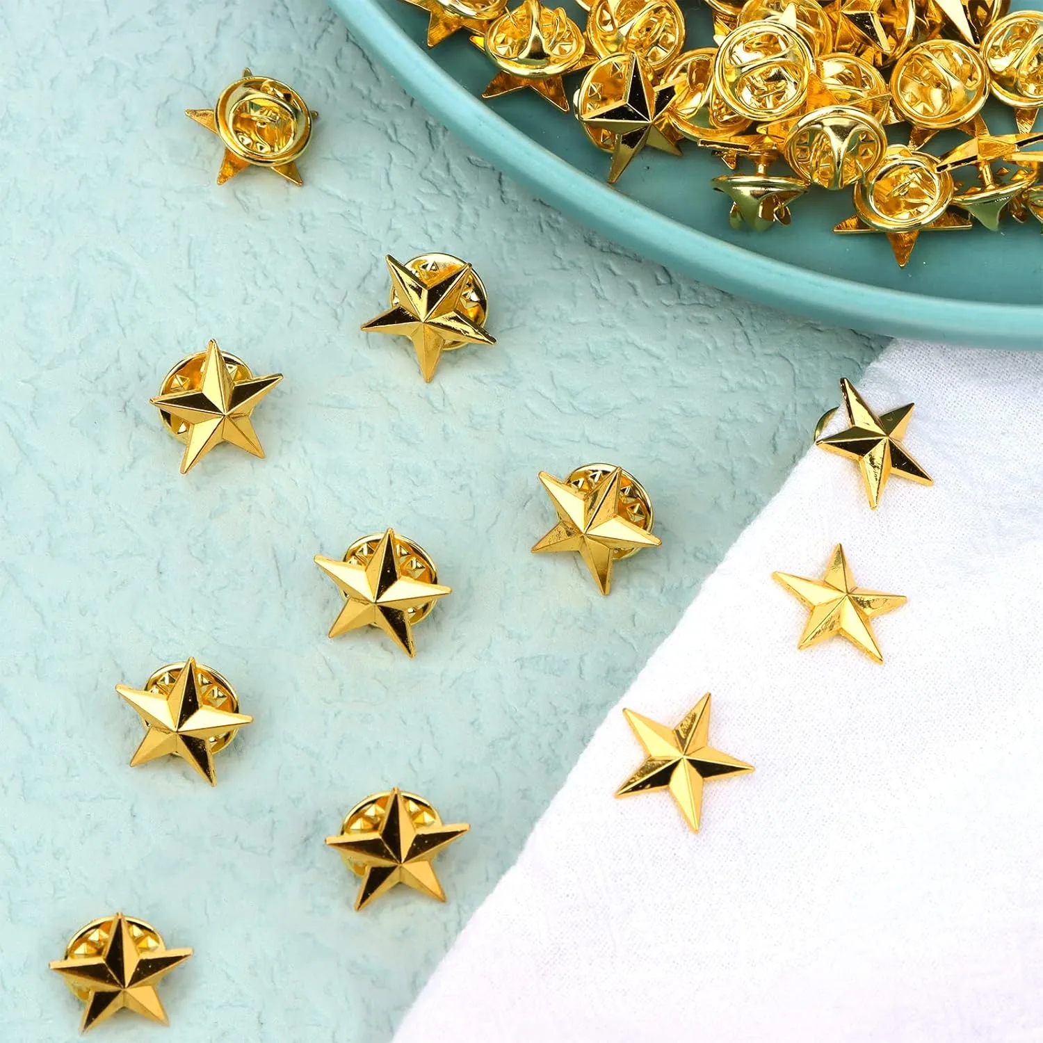 100/40 Pcs Star Badge Lapel Pin Star Badge Pins 4th of July Memorial Day Pins Veterans Day Star Pins Independence Day Costume Decorations(16MM, 30 MM)