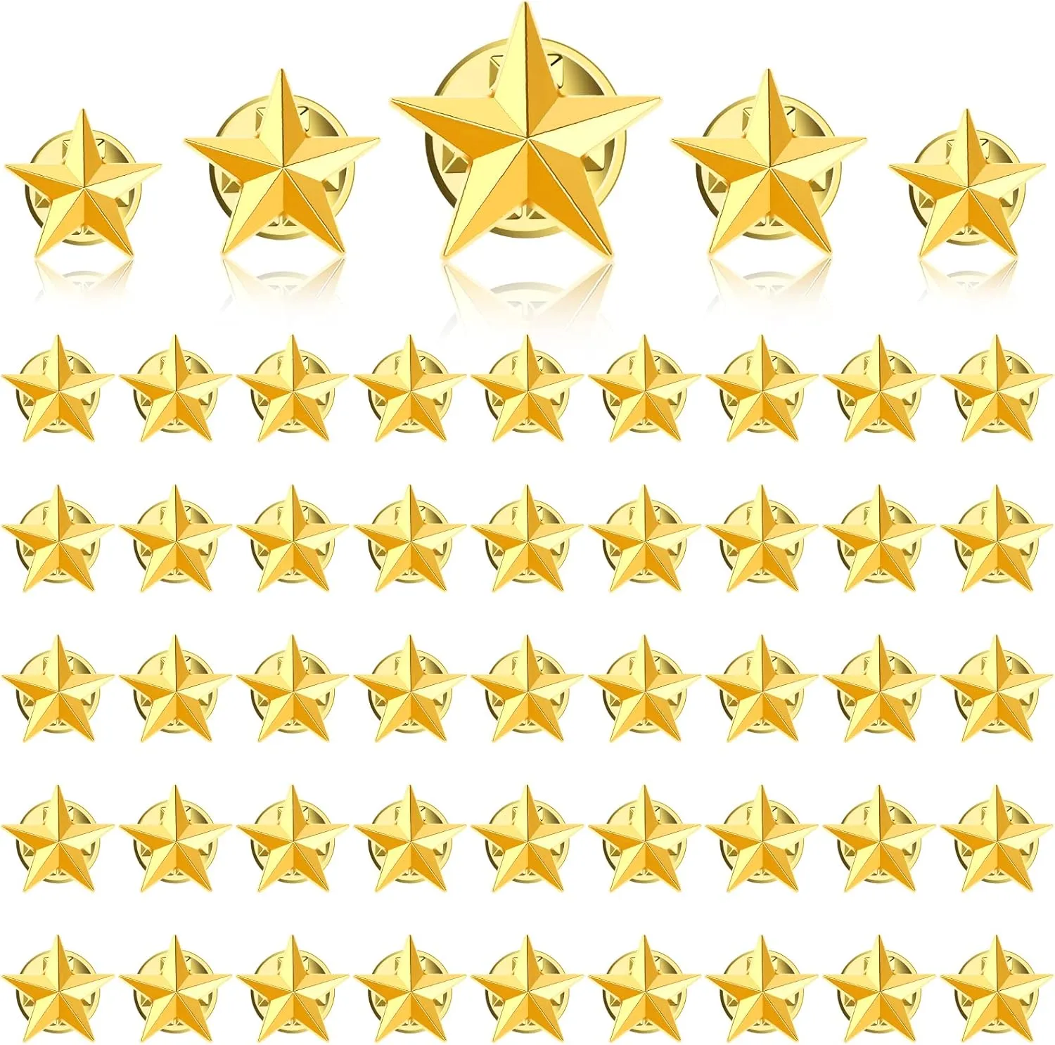 100/40 Pcs Star Badge Lapel Pin Star Badge Pins 4th of July Memorial Day Pins Veterans Day Star Pins Independence Day Costume Decorations(16MM, 30 MM)