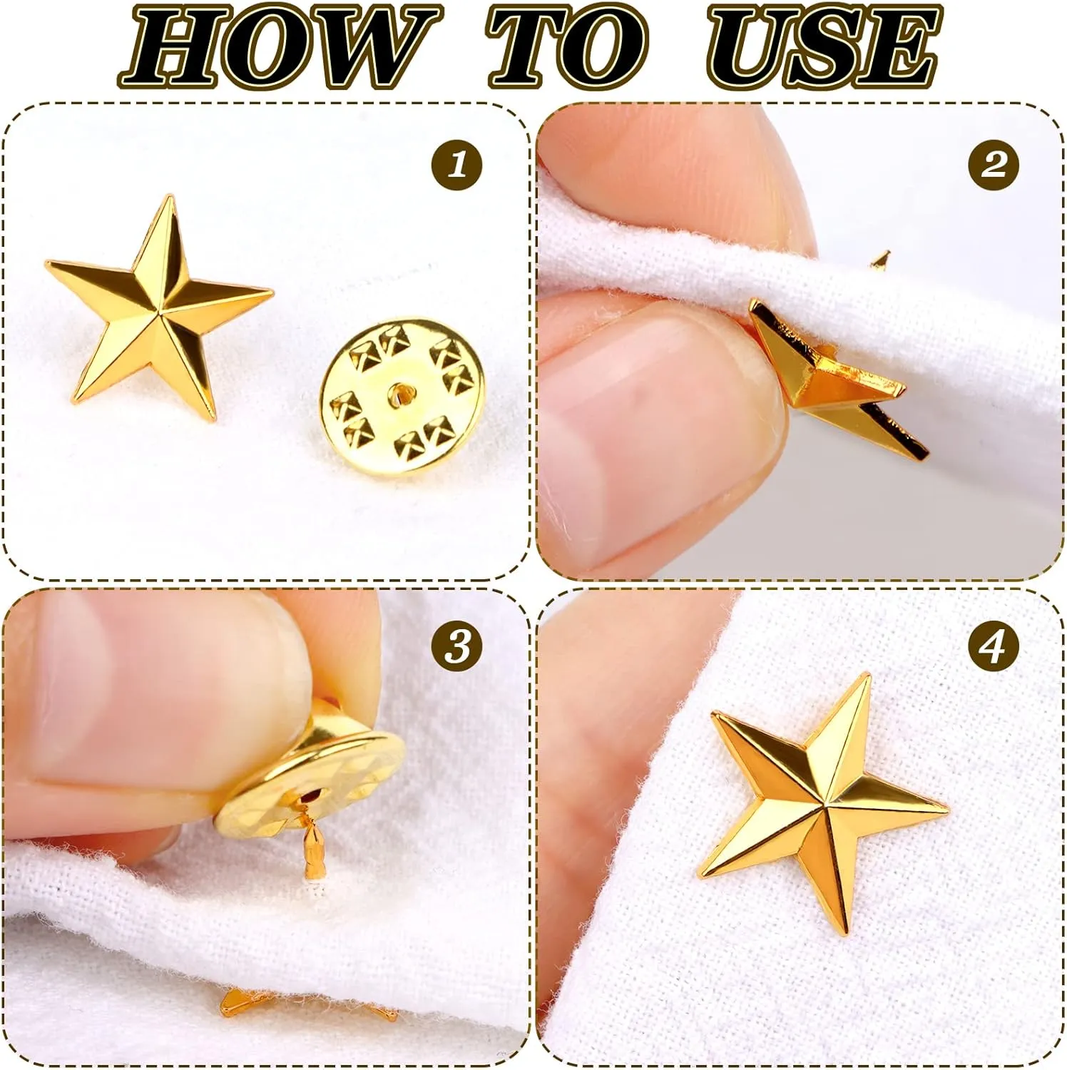 100/40 Pcs Star Badge Lapel Pin Star Badge Pins 4th of July Memorial Day Pins Veterans Day Star Pins Independence Day Costume Decorations(16MM, 30 MM)