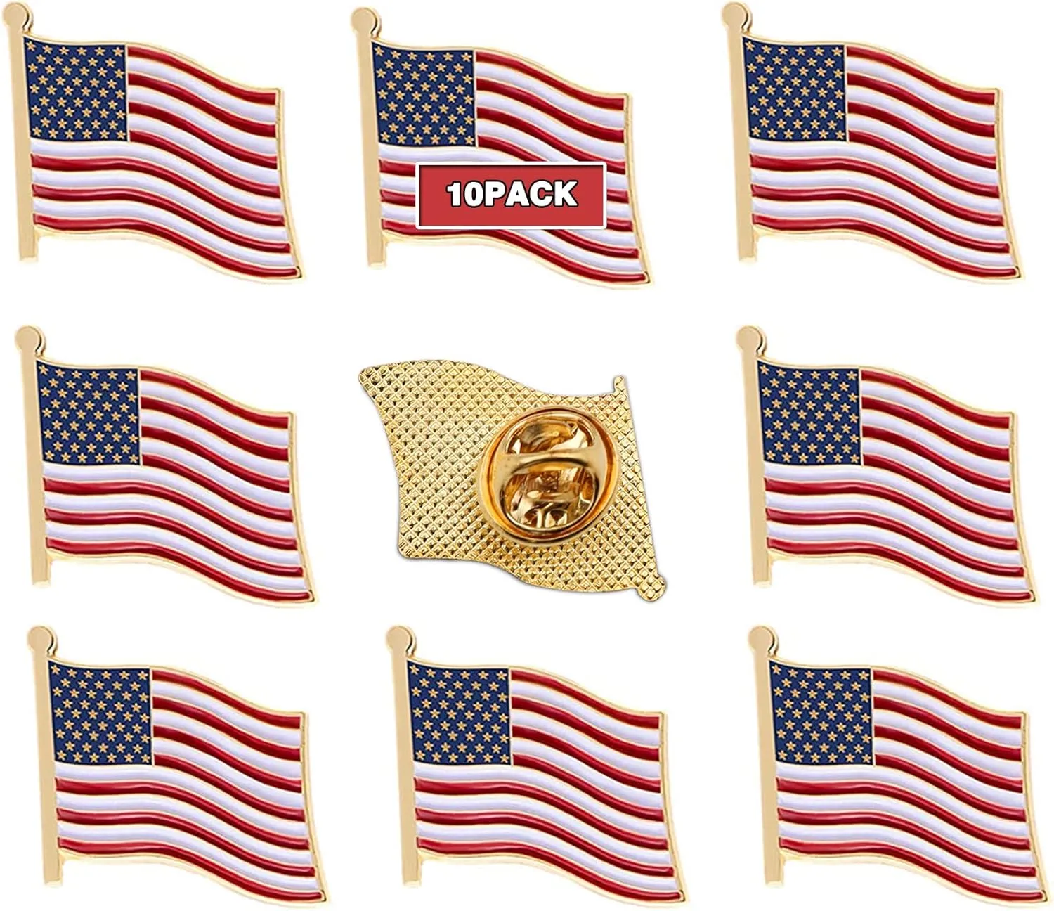 10/20/50/100 Pack- American Flag Lapel Pins Bulk -1 Metal Patriotic US Lapel Pins Badge Souvenir For Hat Bag Travel Gifts Shipping in the USA