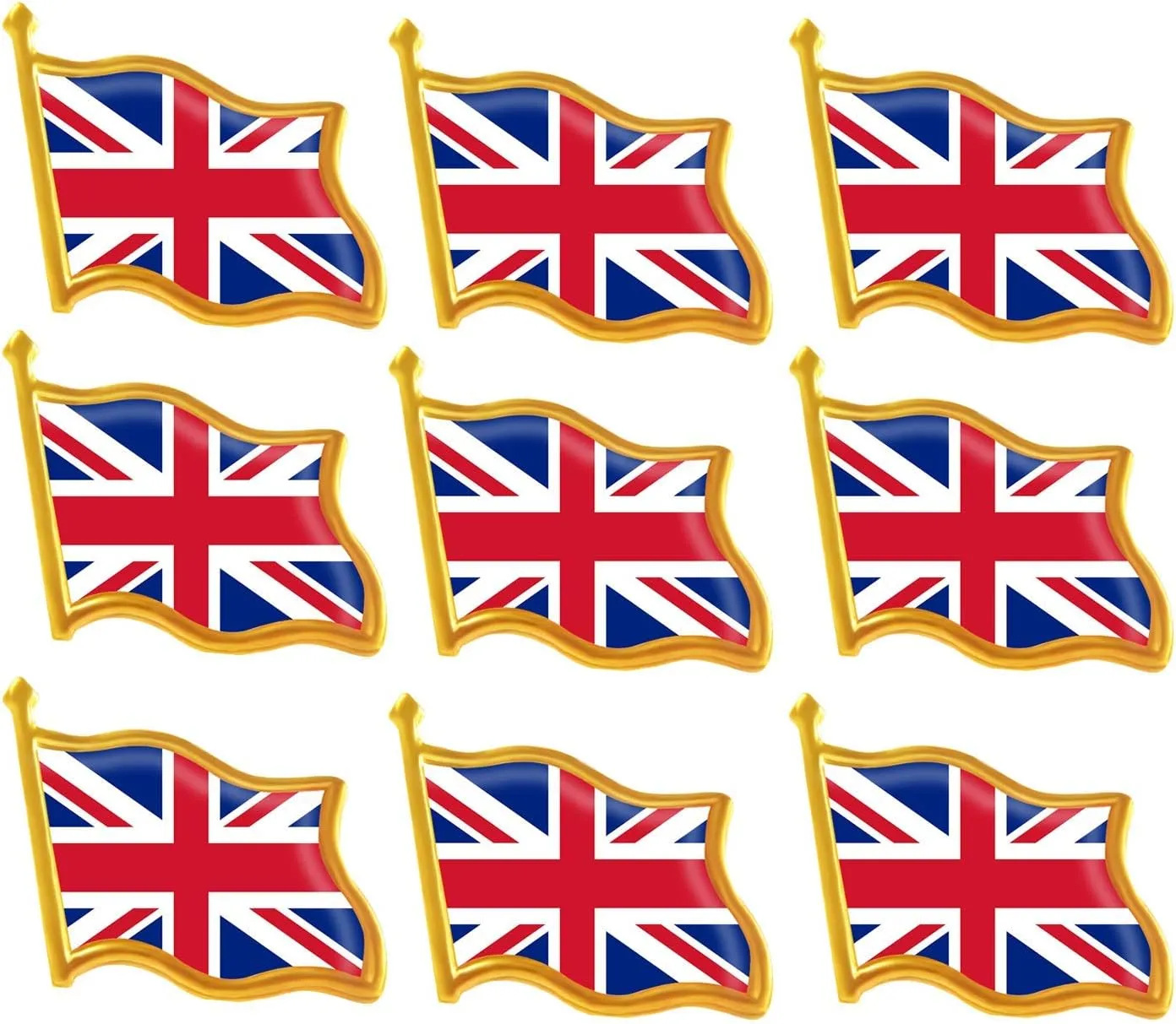 10/20/50/100 Pack Metal Britsh Flag Lapel Pin Waving Union Jack Pins Bulk United Kingdom UK Patriotic Pin Badge Souvenir For Hat Bag Travel Gifts