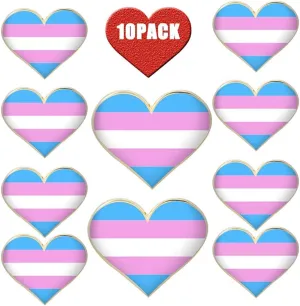 10/20/50/100 Pcs Metal Trans Heart Pride pins Jewelry Quality Love Progress Rainbow Gay LGBTQ Transgender Lapel Pins for Backpack, Lapel, Pride Stuff Gifts