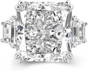 10ct Luxurious Crushed Ice Radiant Cut Three Stone Engagement Ring,Big CZ Simulated Diamond 925 Sterling Silver Promise Ring for Wedding,Daily,Travel