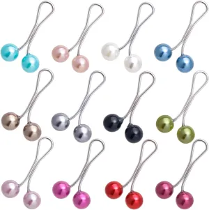 12 Pcs Hijab Pins for Women, Hijab Clips Scarf Clip for Headscarf Shawl, Pearl Brooch Safety Pins for Muslim Hijab Scarf Clip