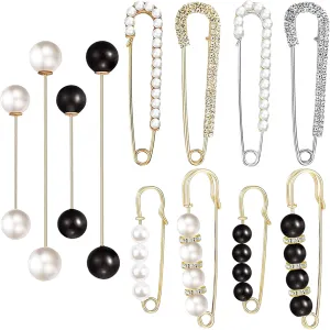 12 PCS Sweater Shawl Clips Retro Sweater Shawl Clips Faux Crystal Pearl Brooch Pins for Women Girls Costume Accessory
