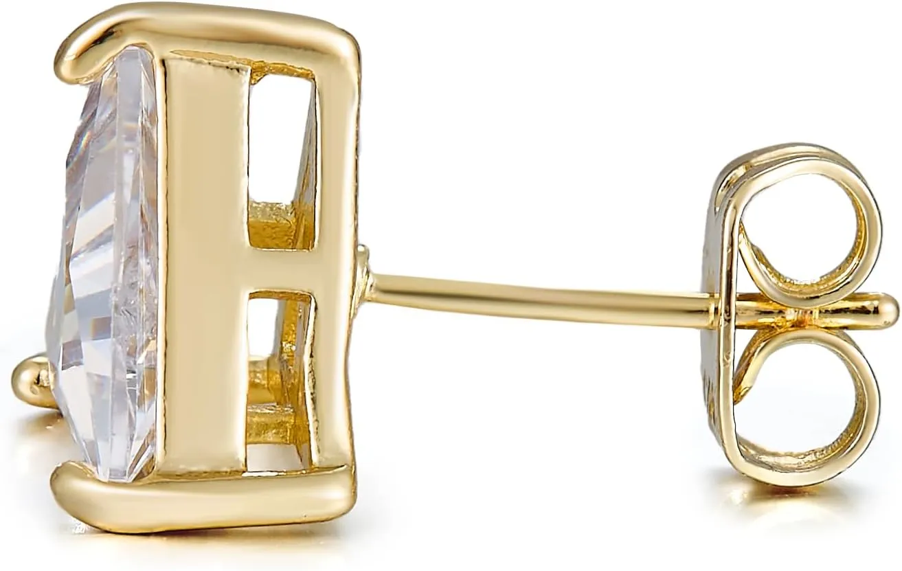 14k Brass and diamond Stud Earrings 0.04oz Round Cut Solitaire Simulated Diamond Stud For Women
