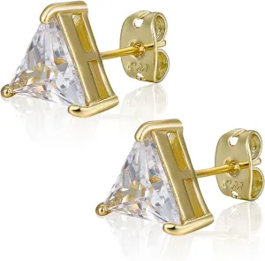 14k Brass and diamond Stud Earrings 0.04oz Round Cut Solitaire Simulated Diamond Stud For Women