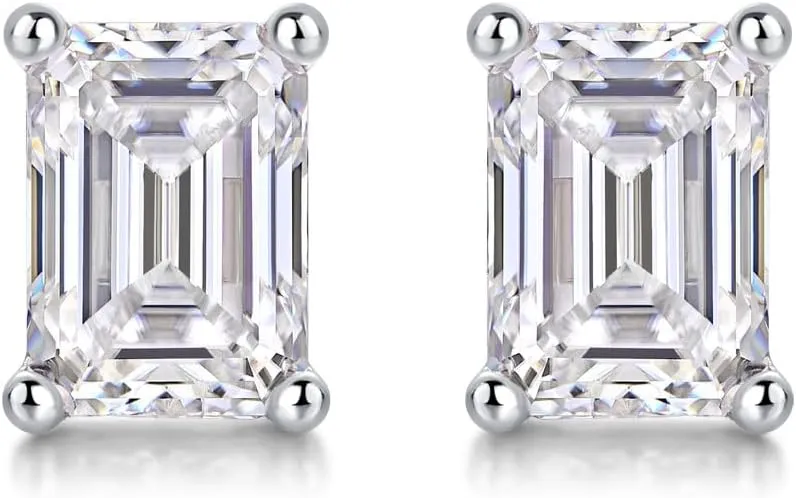 14K Gold 2ct D-Color VVS1 Emerald Cut Diamond Stud Earrings for Women, Ideal Gift for Your Significant Other