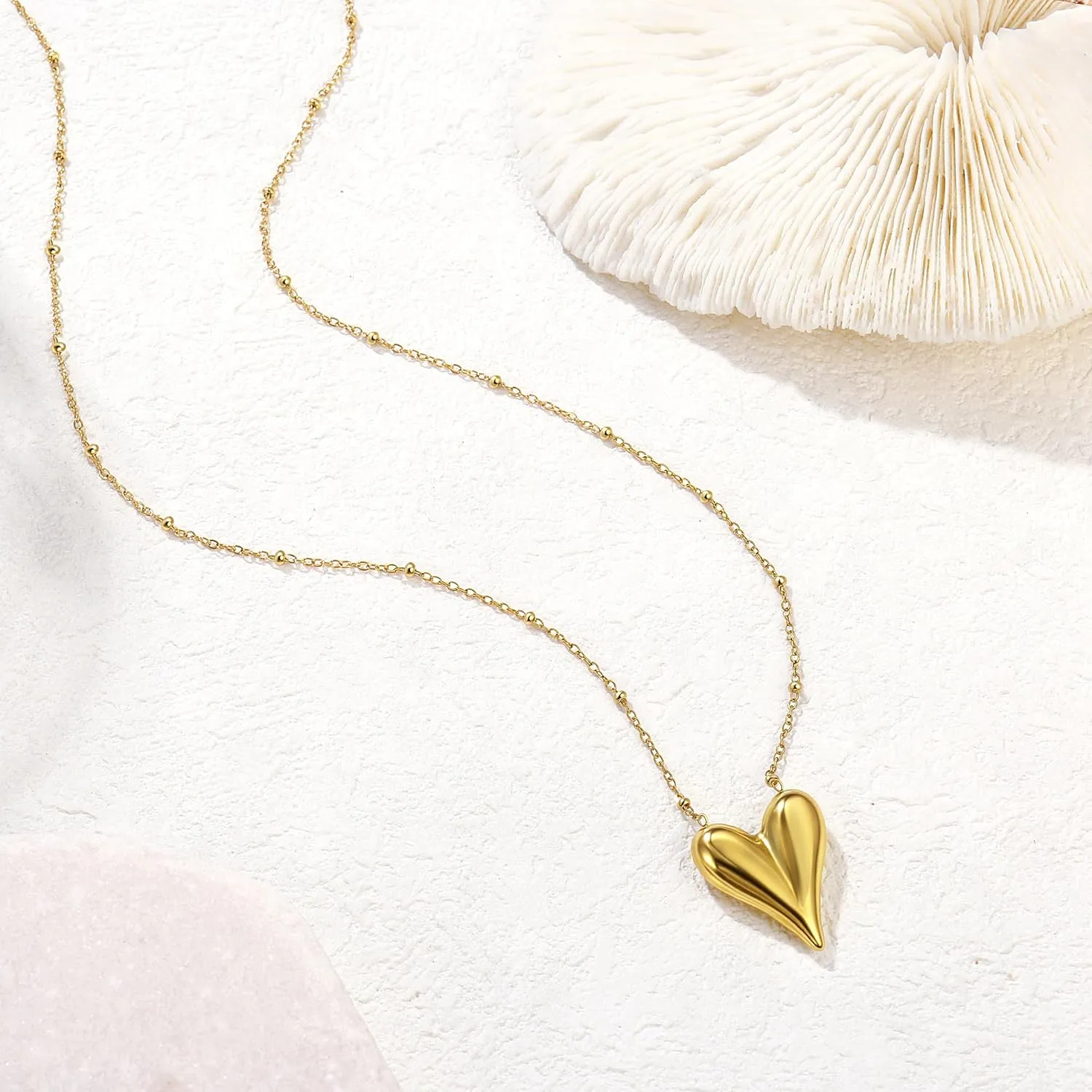 14K Gold Heart Necklace for Women Boho stainless steel waterproof Cute Dainty Love Pendant Necklaces for Women