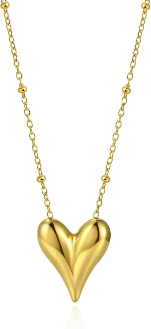 14K Gold Heart Necklace for Women Boho stainless steel waterproof Cute Dainty Love Pendant Necklaces for Women