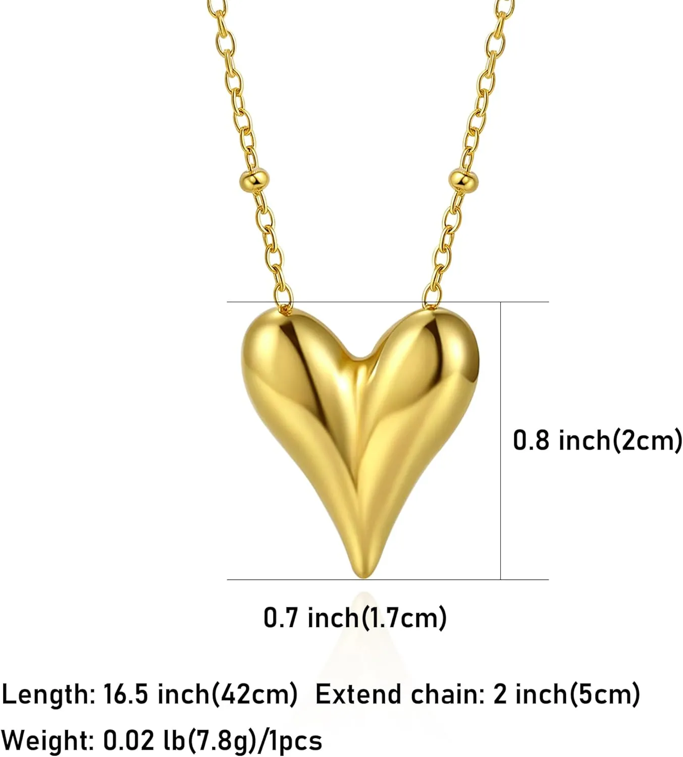 14K Gold Heart Necklace for Women Boho stainless steel waterproof Cute Dainty Love Pendant Necklaces for Women