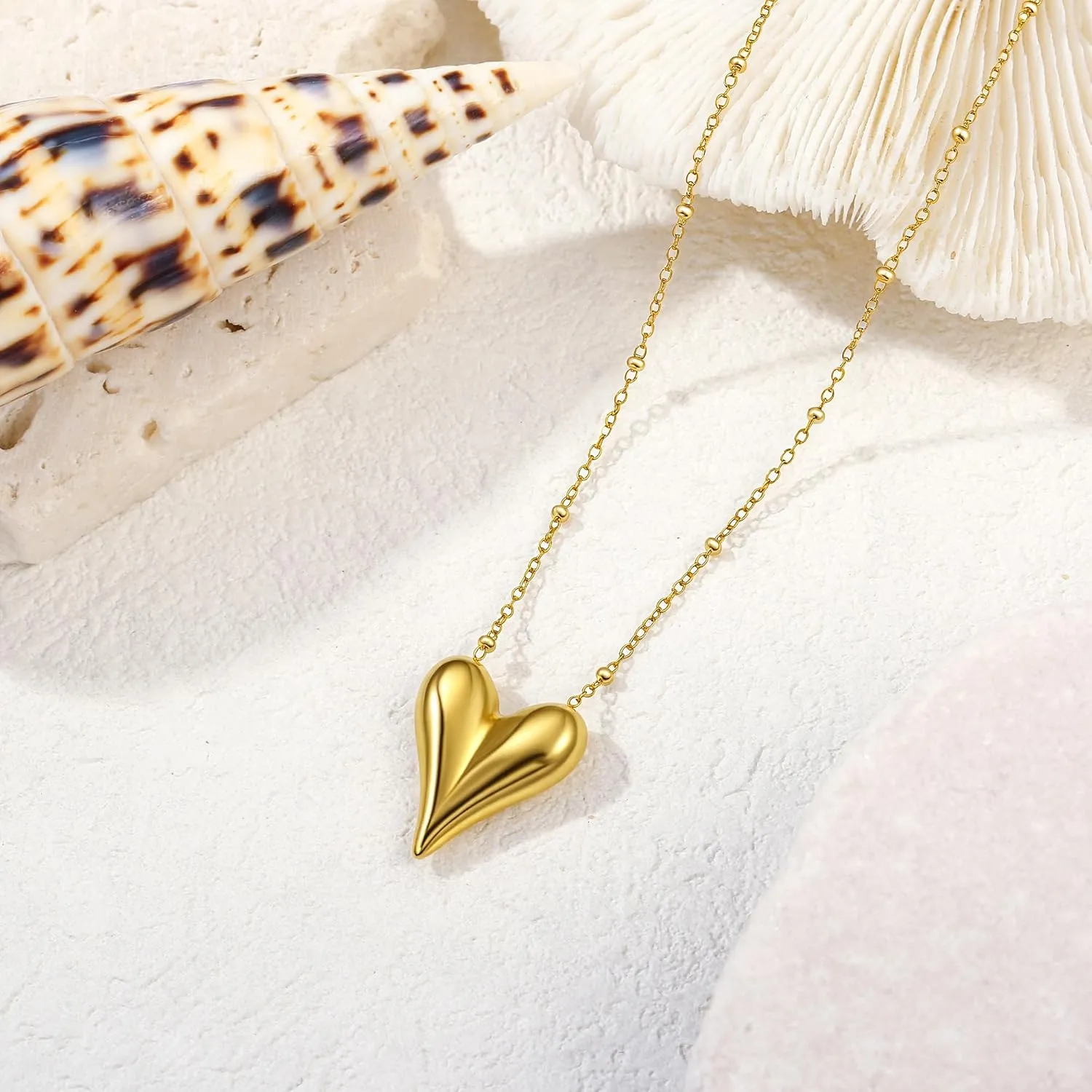 14K Gold Heart Necklace for Women Boho stainless steel waterproof Cute Dainty Love Pendant Necklaces for Women