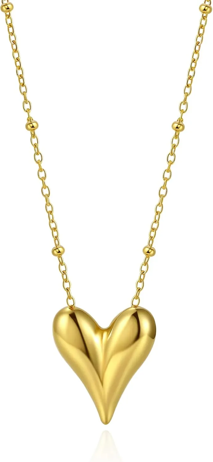 14K Gold Heart Necklace for Women Boho stainless steel waterproof Cute Dainty Love Pendant Necklaces for Women