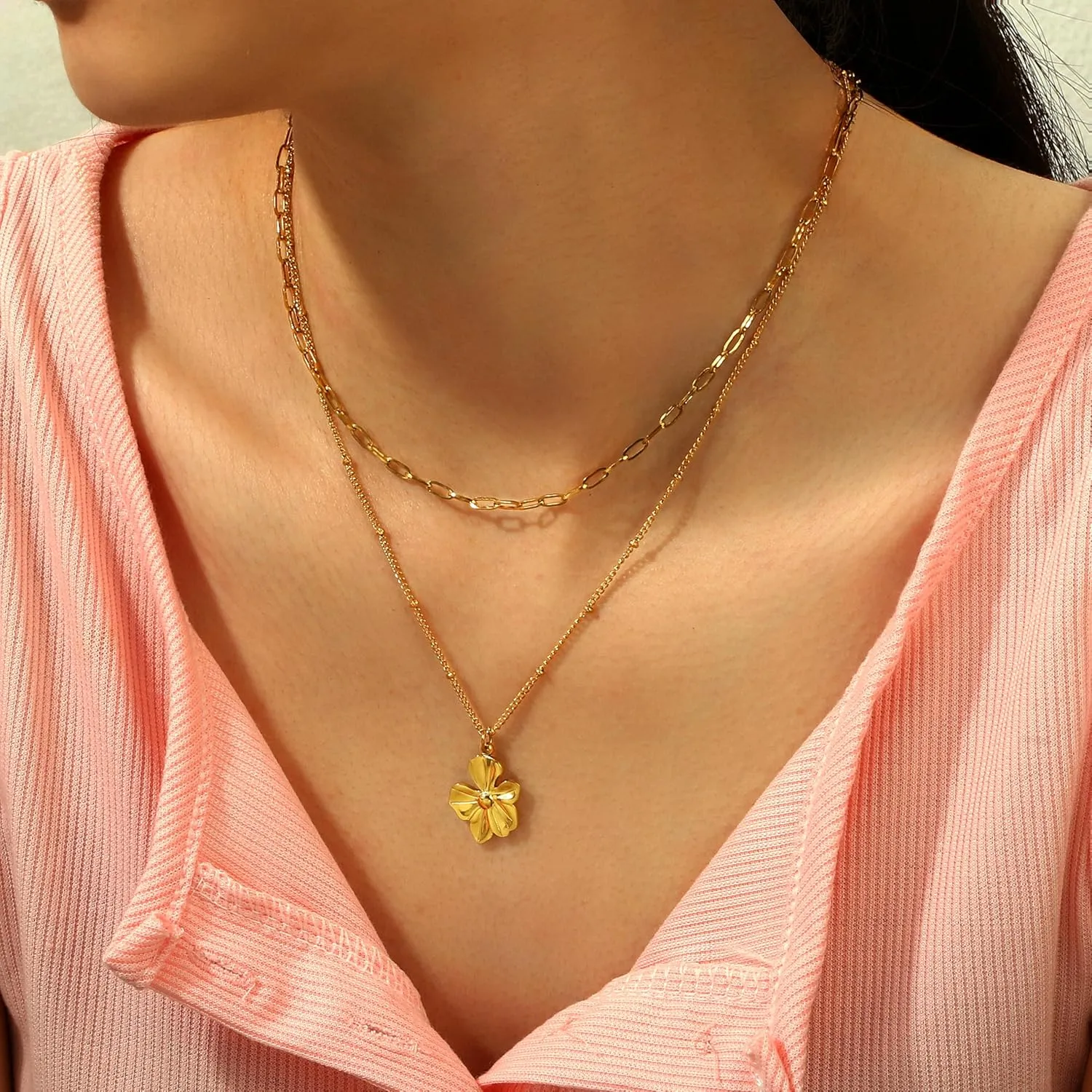 14K Gold Heart Necklace for Women Boho stainless steel waterproof Cute Dainty Love Pendant Necklaces for Women