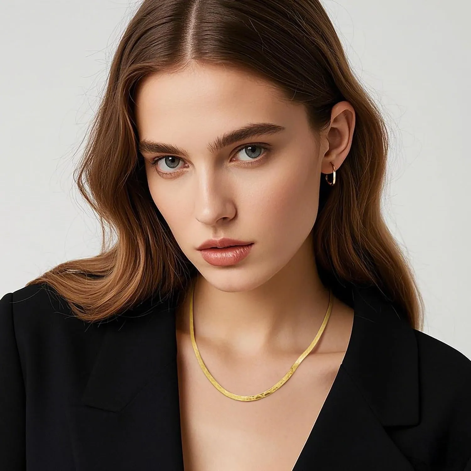 14K Gold Necklaces for Women Trendy Snake Chain Necklace for Men Chunky Gold Necklace for Women Non Tarnish Timeless and Radiant Golden Herringbone Necklaces for Womens 16,18,20,22,24 Inches