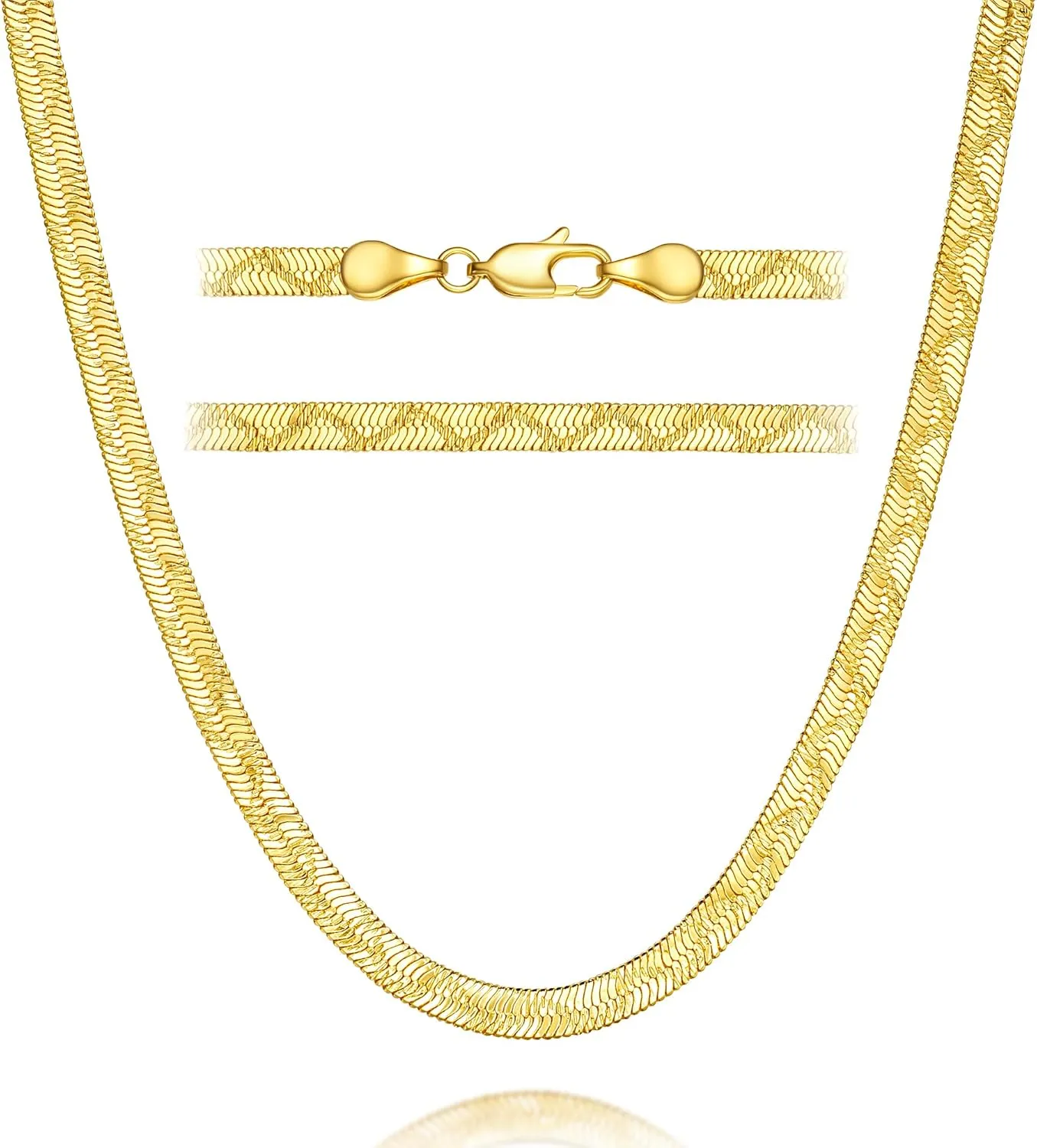 14K Gold Necklaces for Women Trendy Snake Chain Necklace for Men Chunky Gold Necklace for Women Non Tarnish Timeless and Radiant Golden Herringbone Necklaces for Womens 16,18,20,22,24 Inches