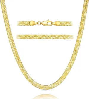 14K Gold Necklaces for Women Trendy Snake Chain Necklace for Men Chunky Gold Necklace for Women Non Tarnish Timeless and Radiant Golden Herringbone Necklaces for Womens 16,18,20,22,24 Inches