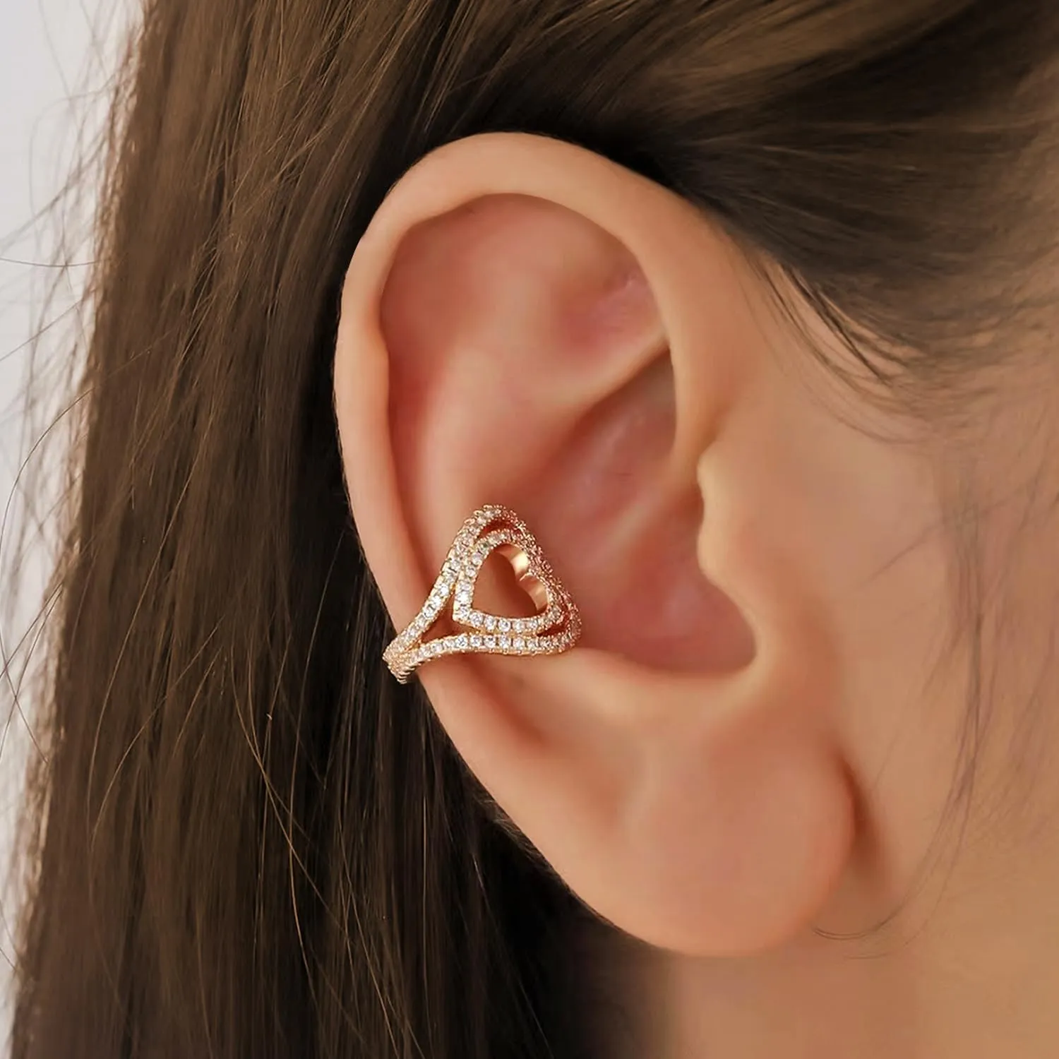 14K gold-plated cuffs and earrings with luxurious feathers, stars, butterflies, design INS minimalist and exquisite ear bone clip, inlaid with zircon, no ear holes, low allergenicity