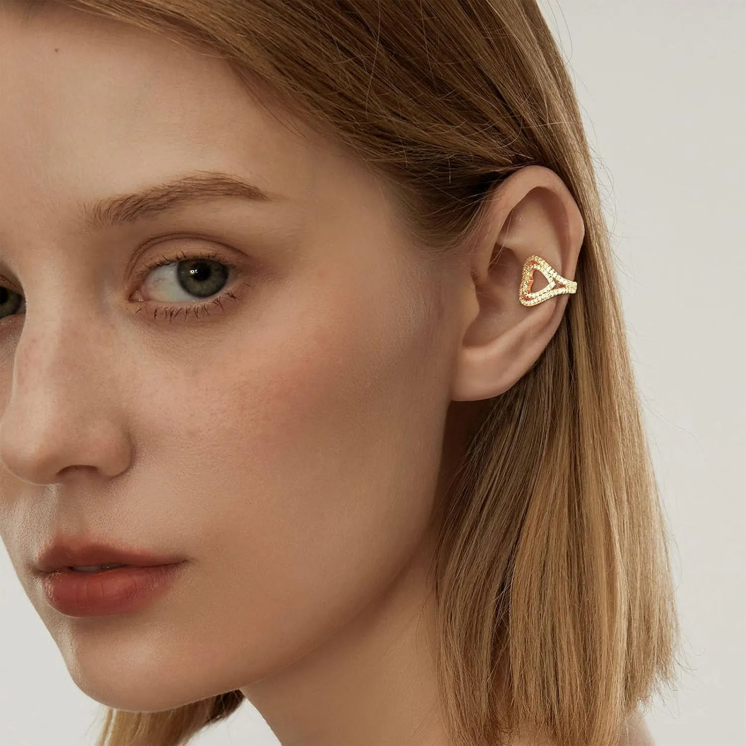 14K gold-plated cuffs and earrings with luxurious feathers, stars, butterflies, design INS minimalist and exquisite ear bone clip, inlaid with zircon, no ear holes, low allergenicity