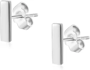 14K Gold Plated Dainty Tiny Bar, Ball, Trio Ball, Delta, Circle Disc and Heart Stud Earrings