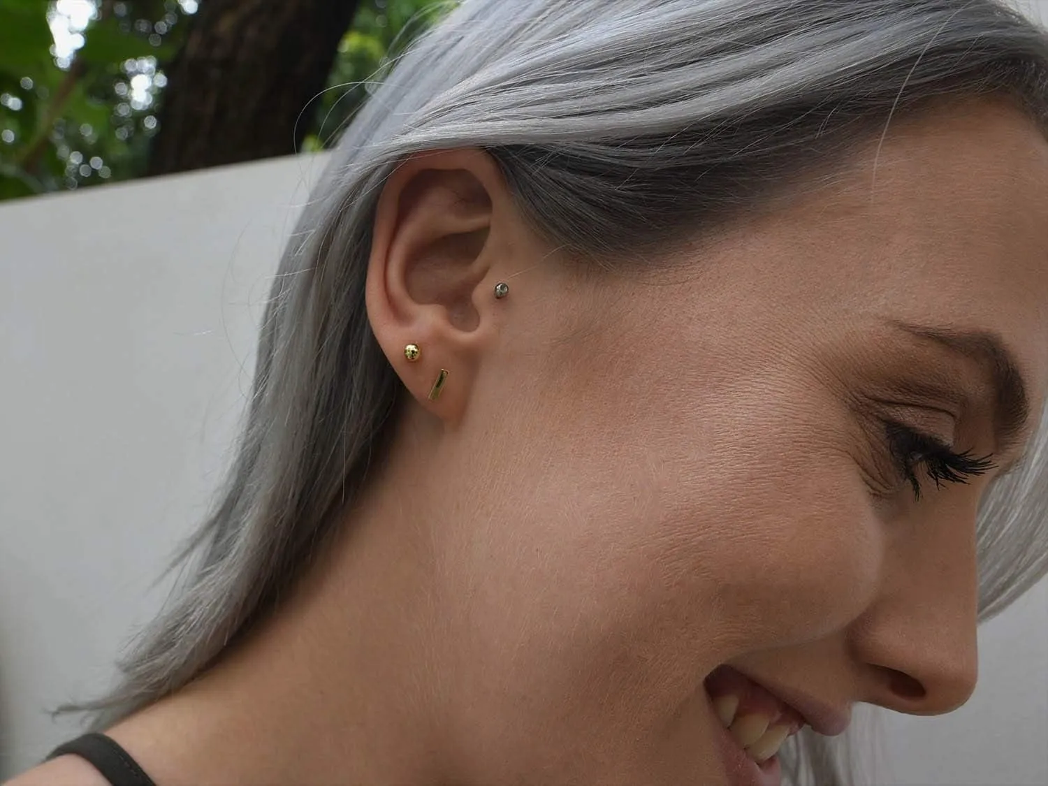 14K Gold Plated Dainty Tiny Bar, Ball, Trio Ball, Delta, Circle Disc and Heart Stud Earrings