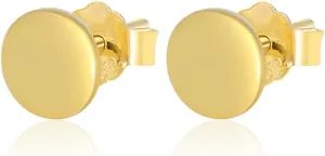 14K Gold Plated Dainty Tiny Bar, Ball, Trio Ball, Delta, Circle Disc and Heart Stud Earrings