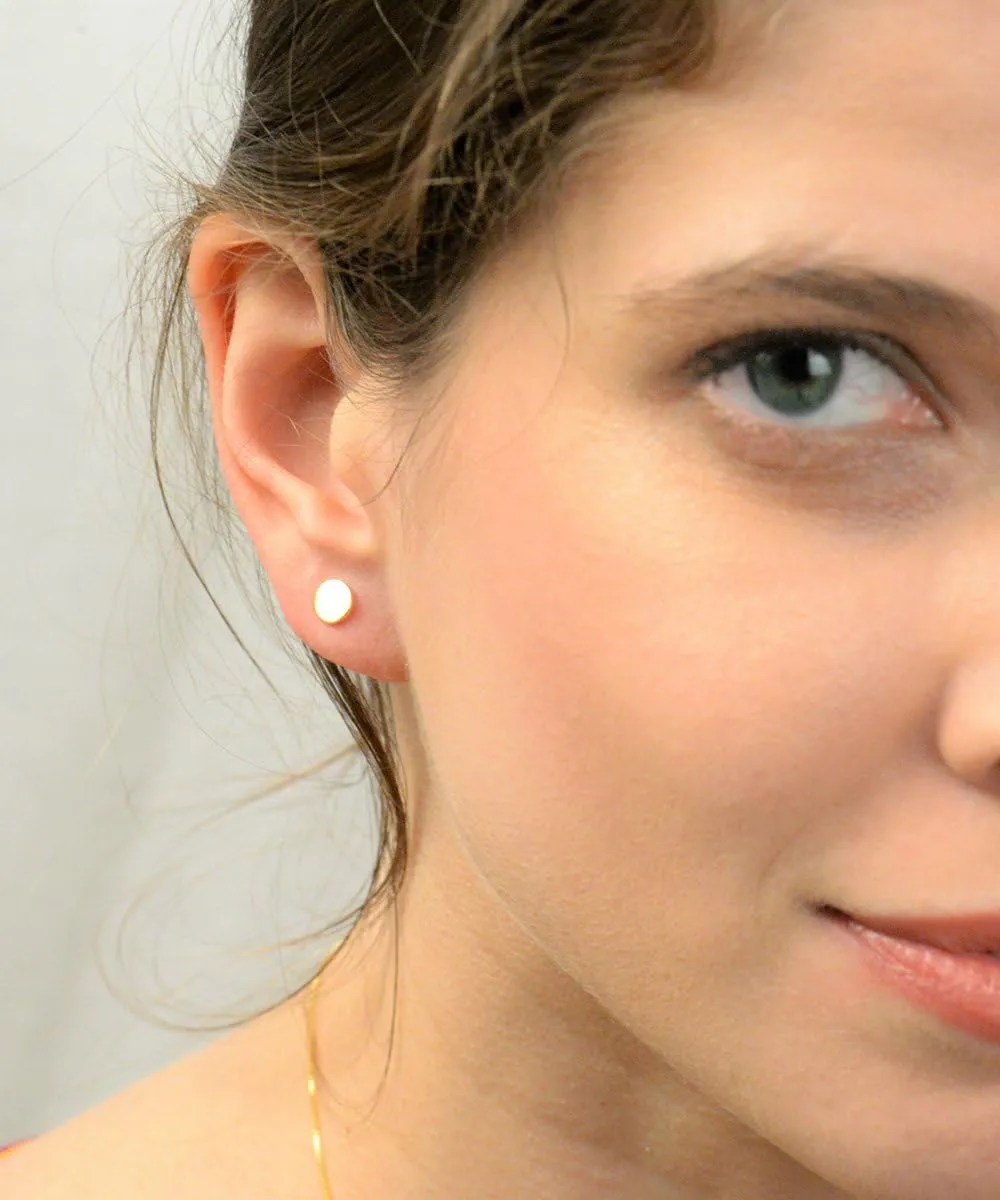 14K Gold Plated Dainty Tiny Bar, Ball, Trio Ball, Delta, Circle Disc and Heart Stud Earrings