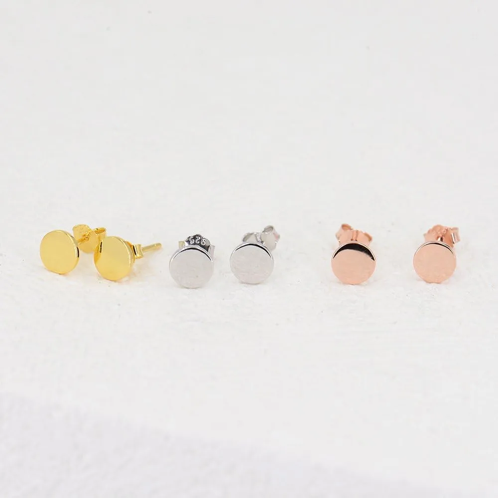 14K Gold Plated Dainty Tiny Bar, Ball, Trio Ball, Delta, Circle Disc and Heart Stud Earrings