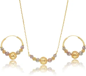 18K Gold Plated Copper Chain Necklace Earrings Jewelry Set