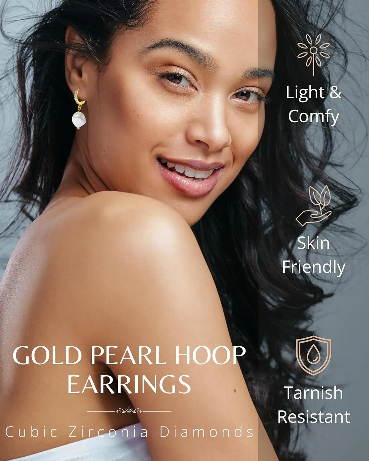 18K Gold Plated Cubic Zirconia Pendant Dangle Drop Geometric Hoop Earrings