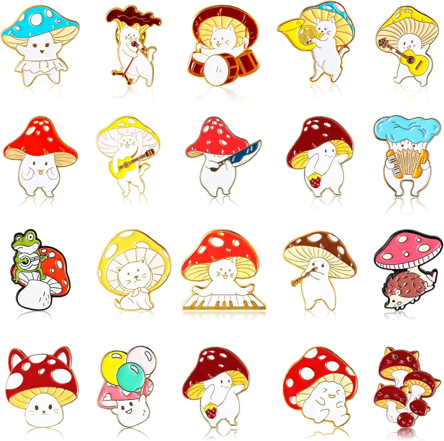 20 Pieces Cute Enamel Pin Brooches Cartoon Lapel Badge Backpack Pins for Spring Summer Backpack Clothes Hats Accessories