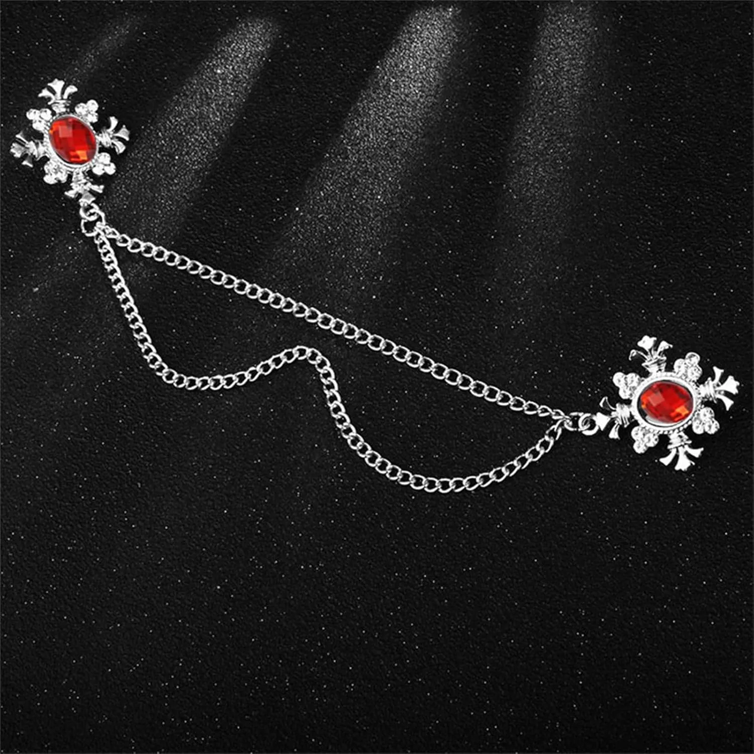 2PCS Long Chain Brooch Crystal Tassel Brooch Pin Gem Brooch Fashion Scarf Tie Pins for Women Men Wedding