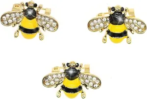 3 Pack Cute Bee Brooch Pin Set Enamel Crystal Animal Lapel Brooches Novelty Funny Pins Badges for Women Girls Boys Clothing Bags Backpacks Jackets Hat