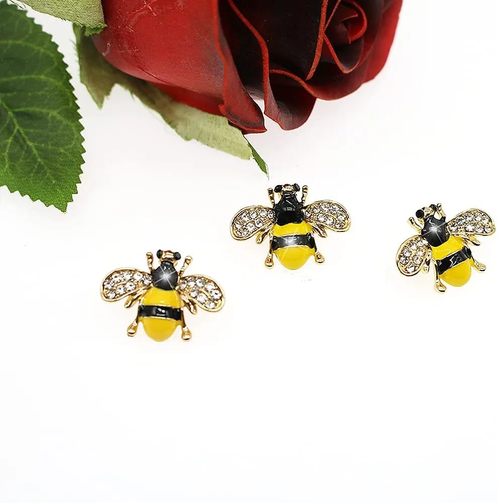 3 Pack Cute Bee Brooch Pin Set Enamel Crystal Animal Lapel Brooches Novelty Funny Pins Badges for Women Girls Boys Clothing Bags Backpacks Jackets Hat