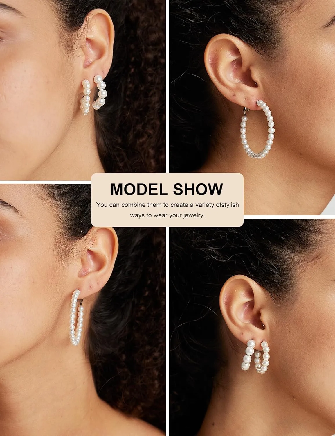 3 Pairs Pearl Earrings for Women - Gold Plated Lightweight Open Large Circle Round Pearl Earrings, 316L Surgical Steel Hypoallergenic, Valentines Day Gift.