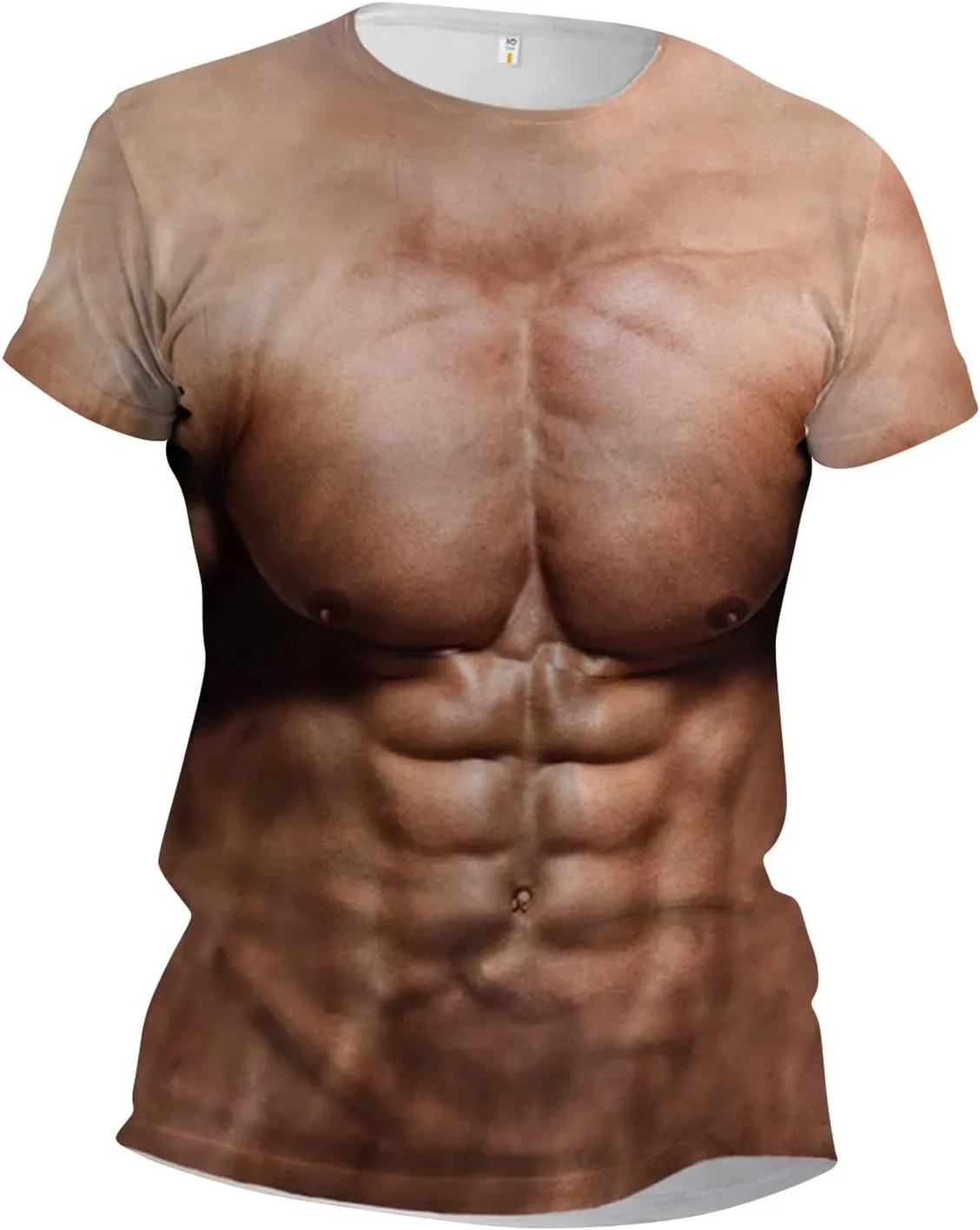 3D Fake Abs Printed T Shirts for Men Funny Graphic Tees Casual Short Sleeve Crewneck Summer Tops Slim Muscle Tees
