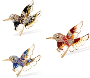 3PCS Blue Red Black Hummingbird Pin for Women, Excellent Decor for Uniform Collar Hats Bags Mini Backpacks, Best Gifts for Lady Girl Mom on Mother's Day, weddings, anniversaries, birthdays, Christmas