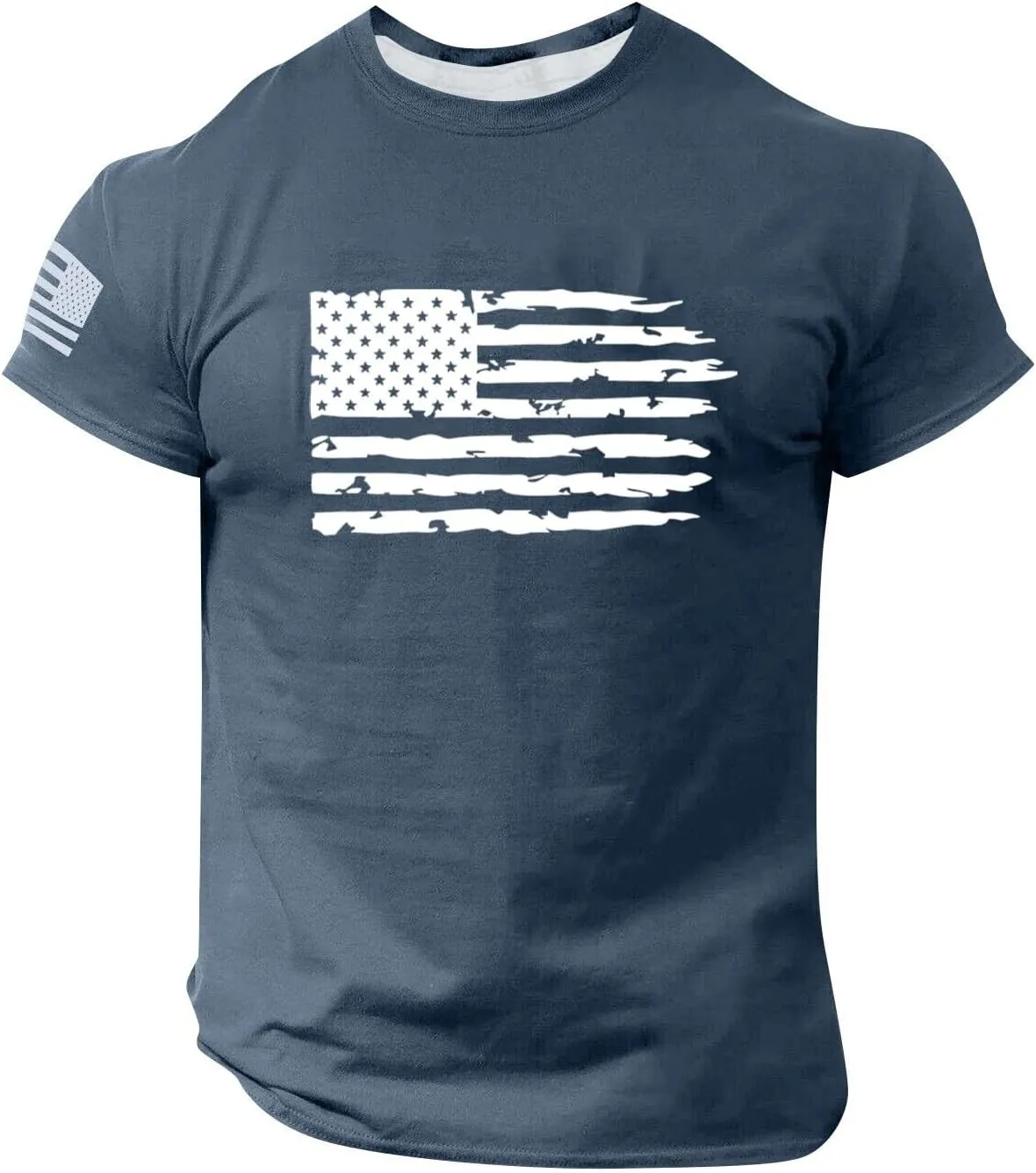 4th of July Shirt for Men Summer American Flag Graphic Printed Crew Neck Short Sleeve Tee Fitted Workout Going Out Top