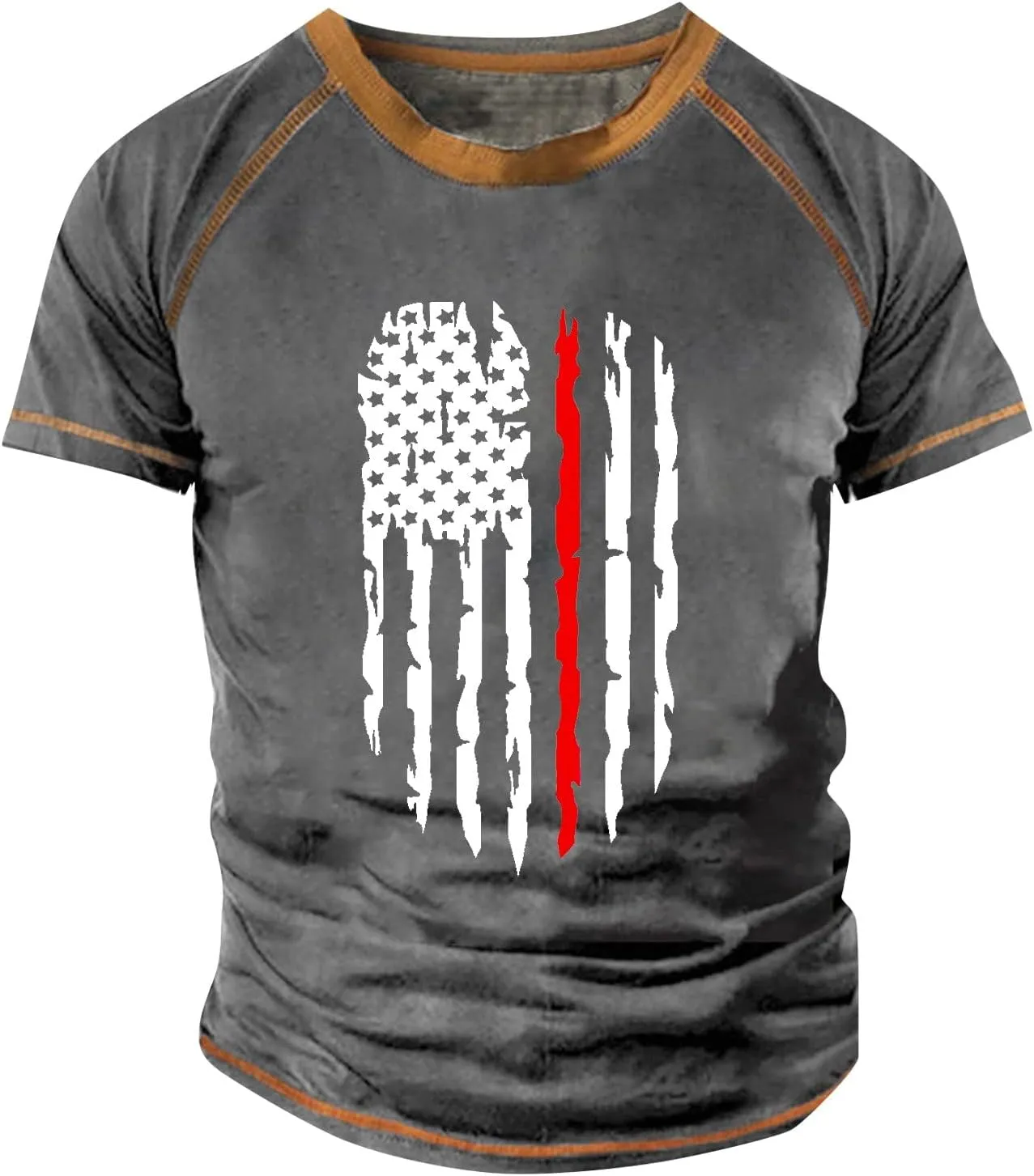 4Th of July Shirts, Men's Raglan T-Shirt Vintage Short Sleeve Round Neck Independence Day Printed Top
