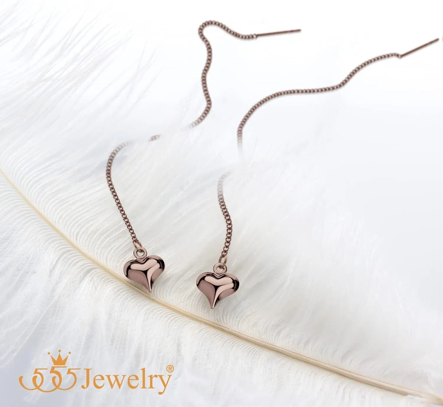 555Jewelry Womens Heart Love Cute Dainty Drop Threader Dangle String Earrings