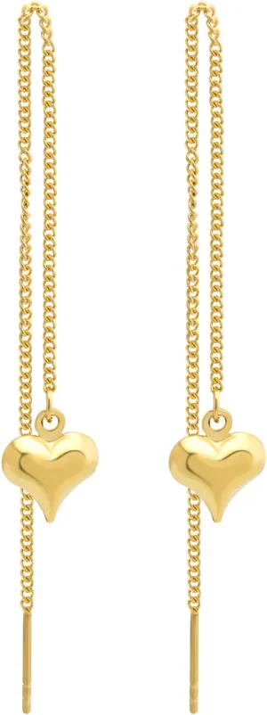 555Jewelry Womens Heart Love Cute Dainty Drop Threader Dangle String Earrings