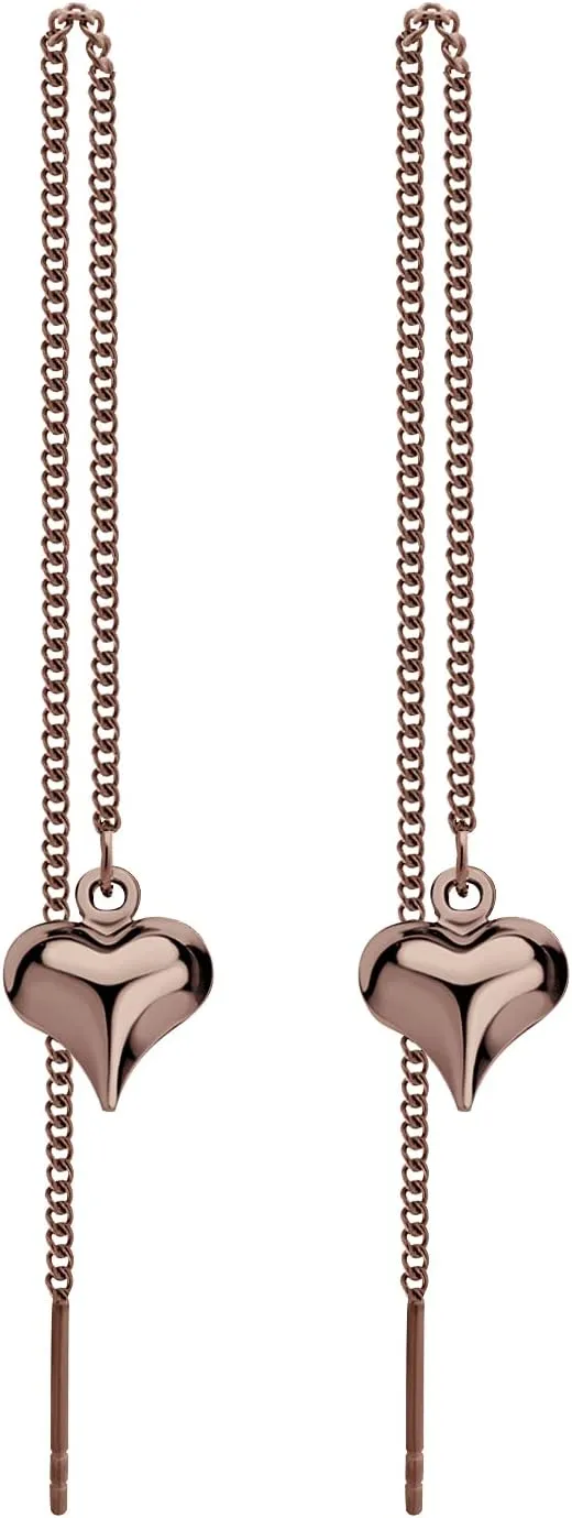 555Jewelry Womens Heart Love Cute Dainty Drop Threader Dangle String Earrings
