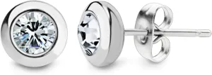 555Jewelry Womens Pair Round Circle Solitaire Cubic Zirconia Bezel Stud Earrings