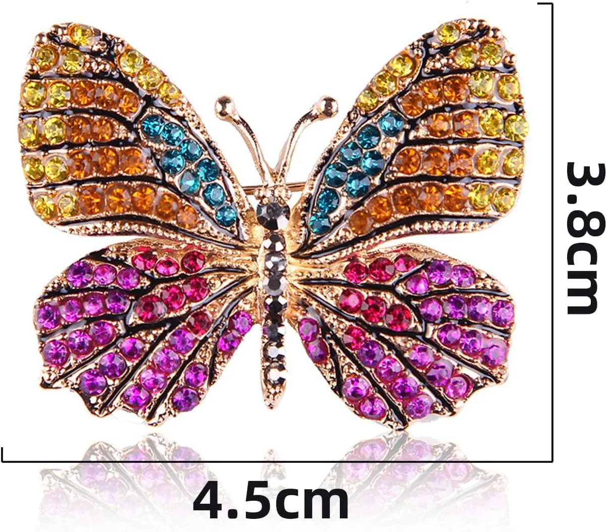 6 PCS Multicolor Rhinestone Crystal Butterfly Brooch Pin Lapel Pin for Women
