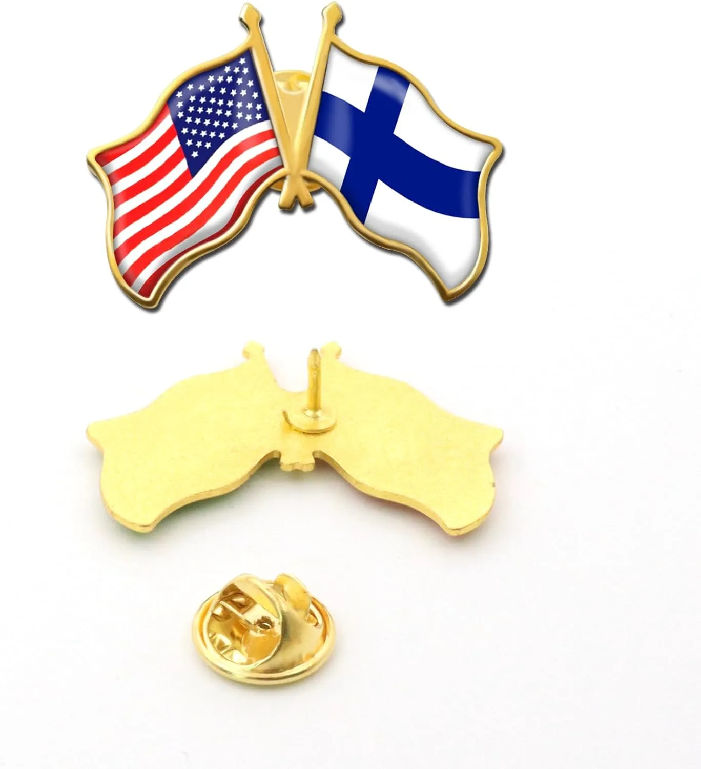 6/12/50/100 Pack -American Finland Friendship Flag Pins Bulk -1.4 Metal US USA Finnish Lapel Pins Badge Button Souvenir