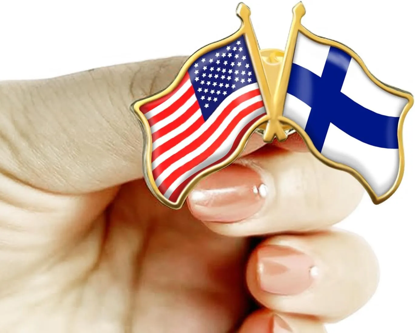 6/12/50/100 Pack -American Finland Friendship Flag Pins Bulk -1.4 Metal US USA Finnish Lapel Pins Badge Button Souvenir